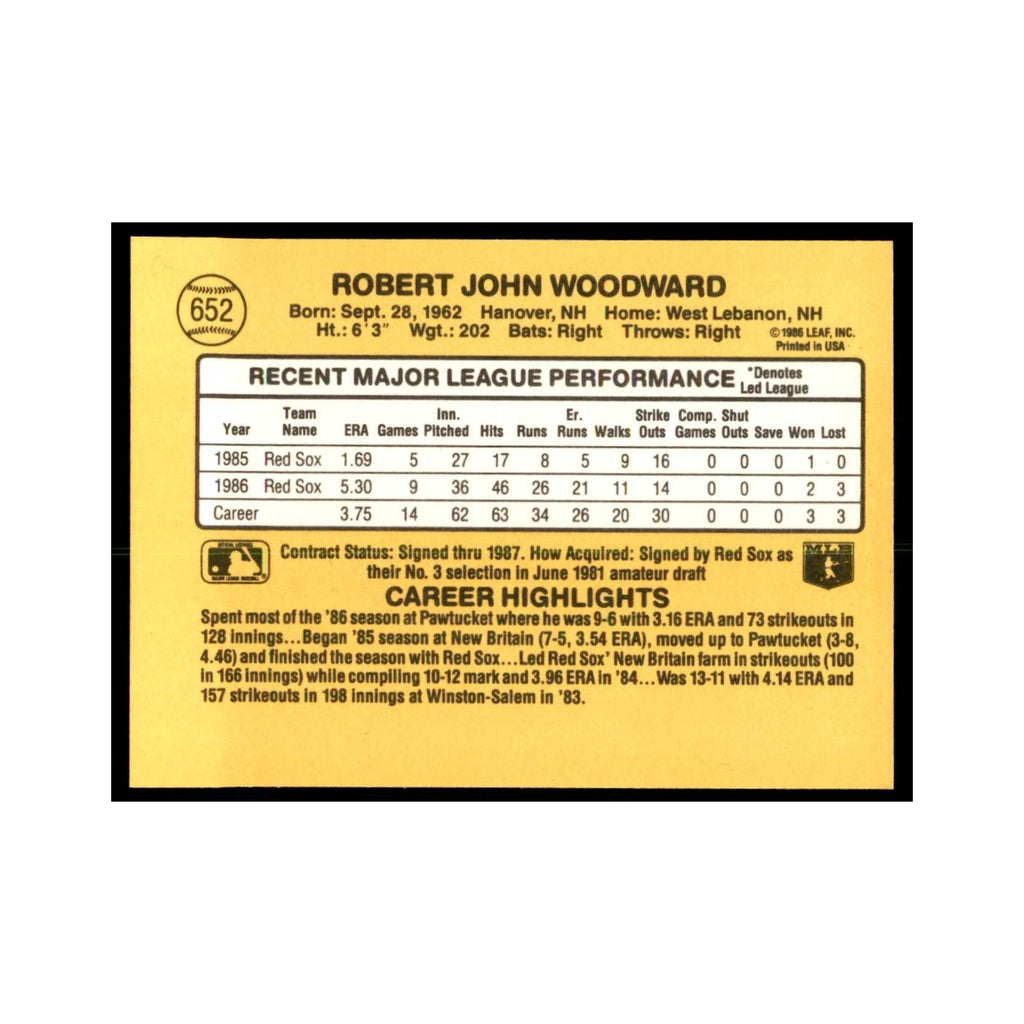 1987 Donruss Rob Woodward Baseball Cards #652