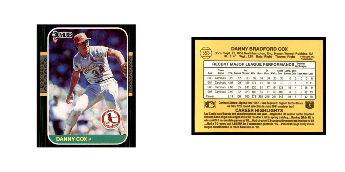 1987 Donruss Danny Cox Baseball Cards #553