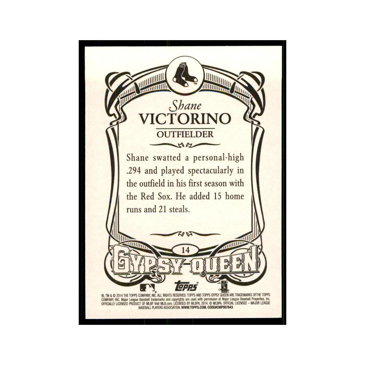 2014 Topps Gypsy Queen Shane Victorino Red Sox #14