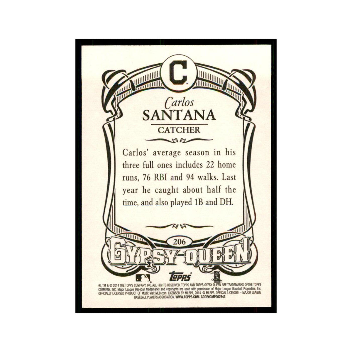 2014 Topps Gypsy Queen Carols Santana Indians #206