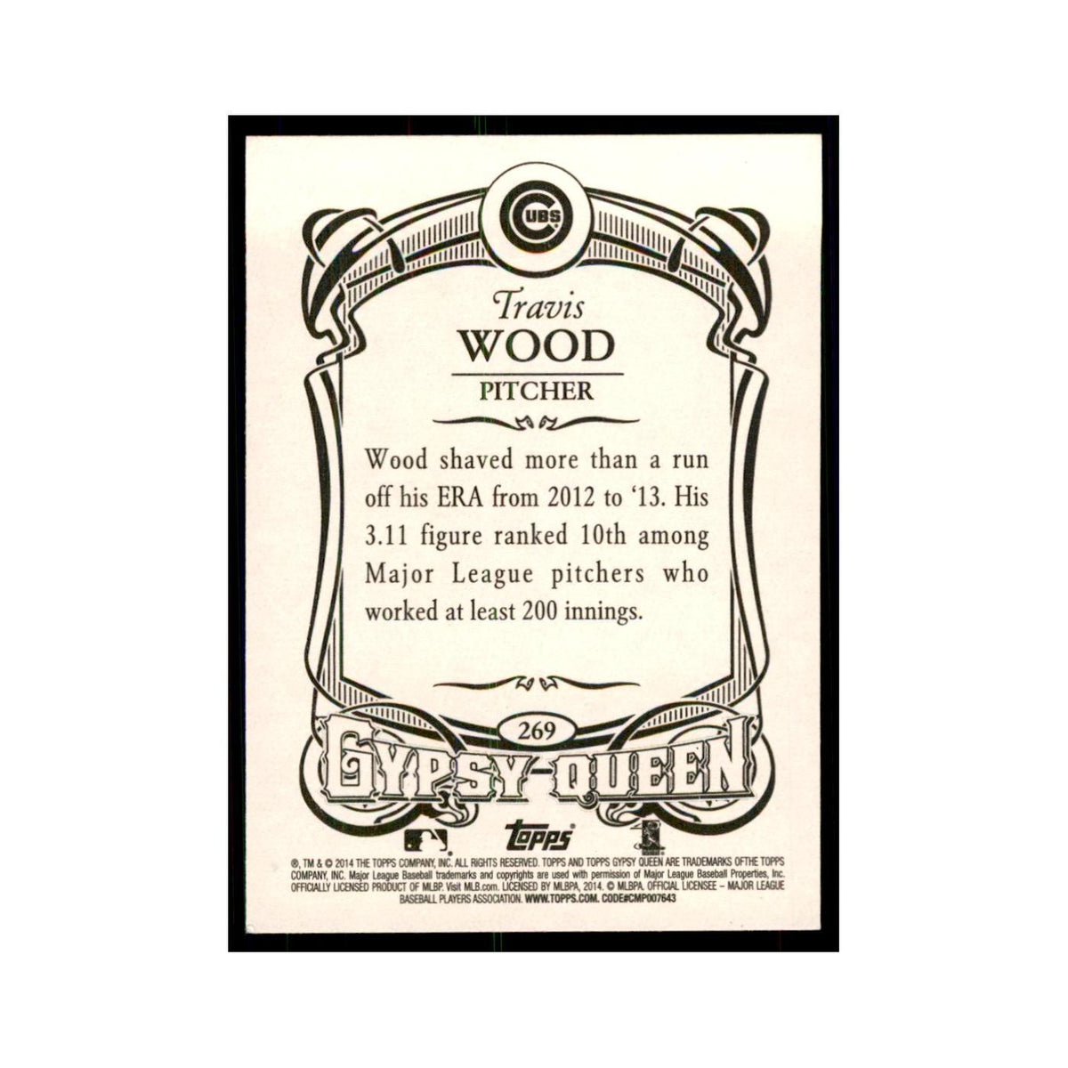 2014 Topps Gypsy Queen Travis Wood Cubs #269