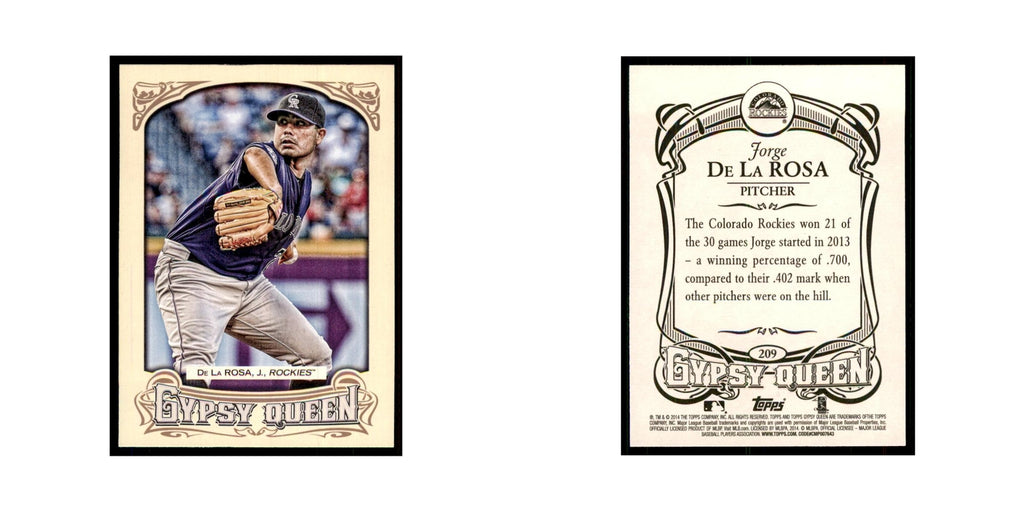 2014 Topps Gypsy Queen Jorge De La Rosa Rockies #209