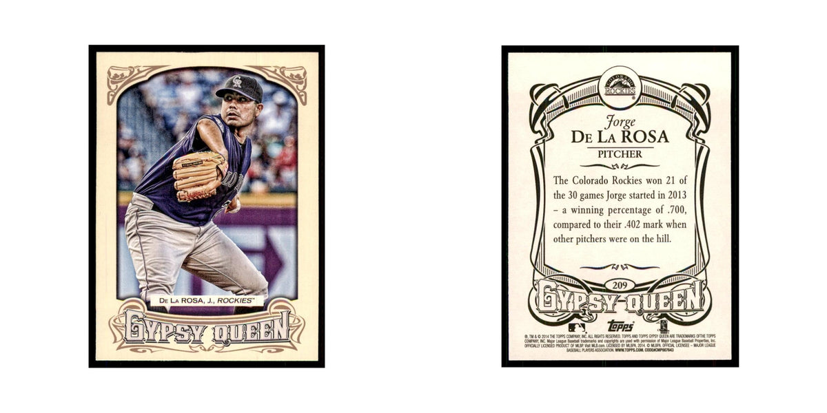 2014 Topps Gypsy Queen Jorge De La Rosa Rockies #209
