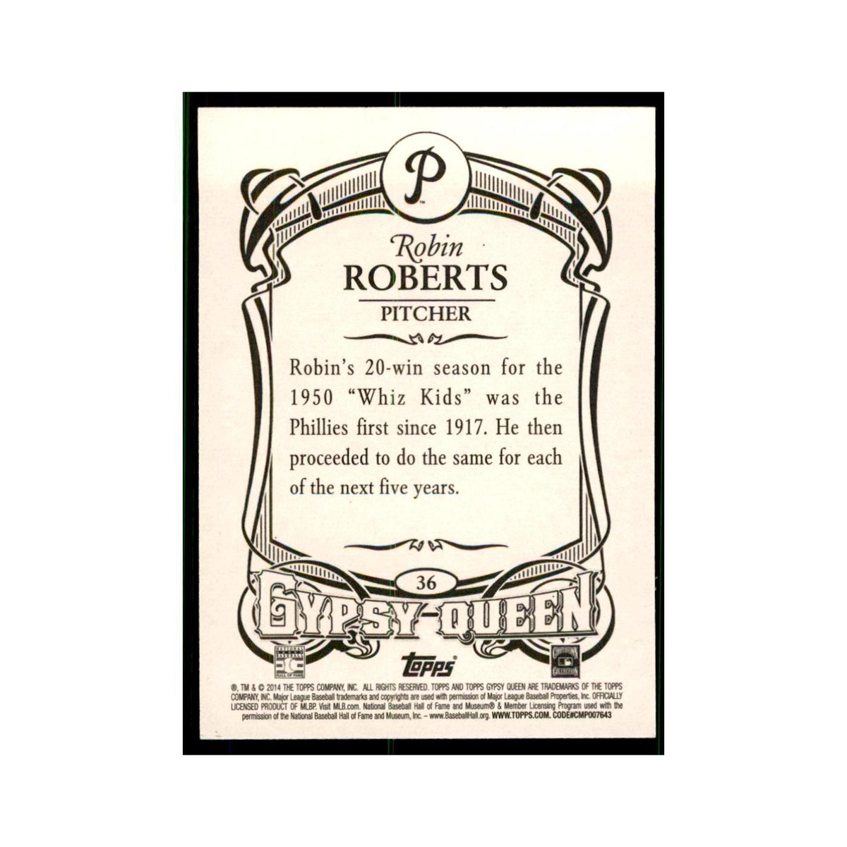 2014 Topps Gypsy Queen Robin Roberts Phillies #36