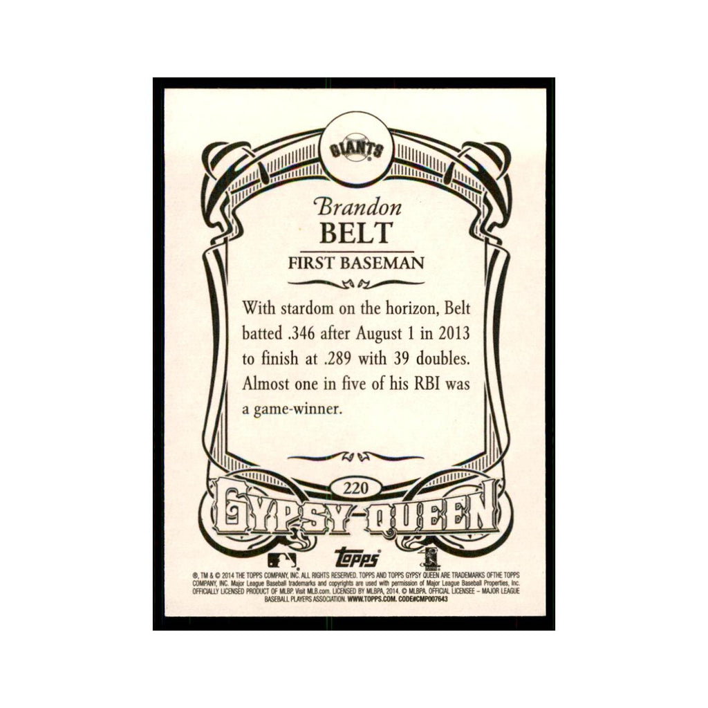 2014 Topps Gypsy Queen Brandon Belt Giants #220