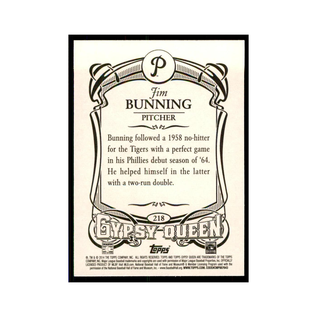 2014 Topps Gypsy Queen Jim Bunning Phillies #218