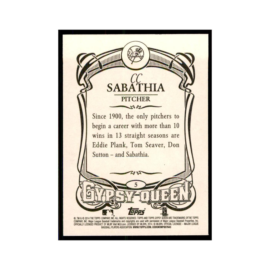 2014 Topps Gypsy Queen CC Sabathia Yankees #5