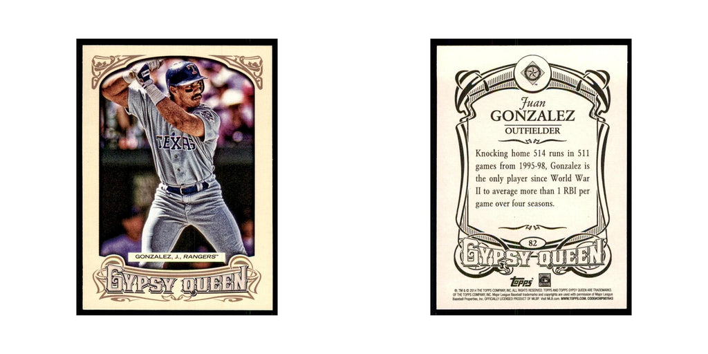 2014 Topps Gypsy Queen Juan Gonzalez Rangers #82