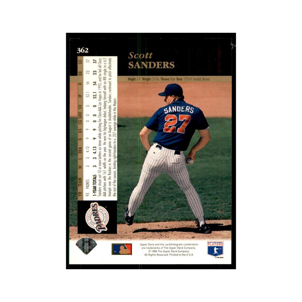 1994 Upper Deck Scott Sanders Padres #362