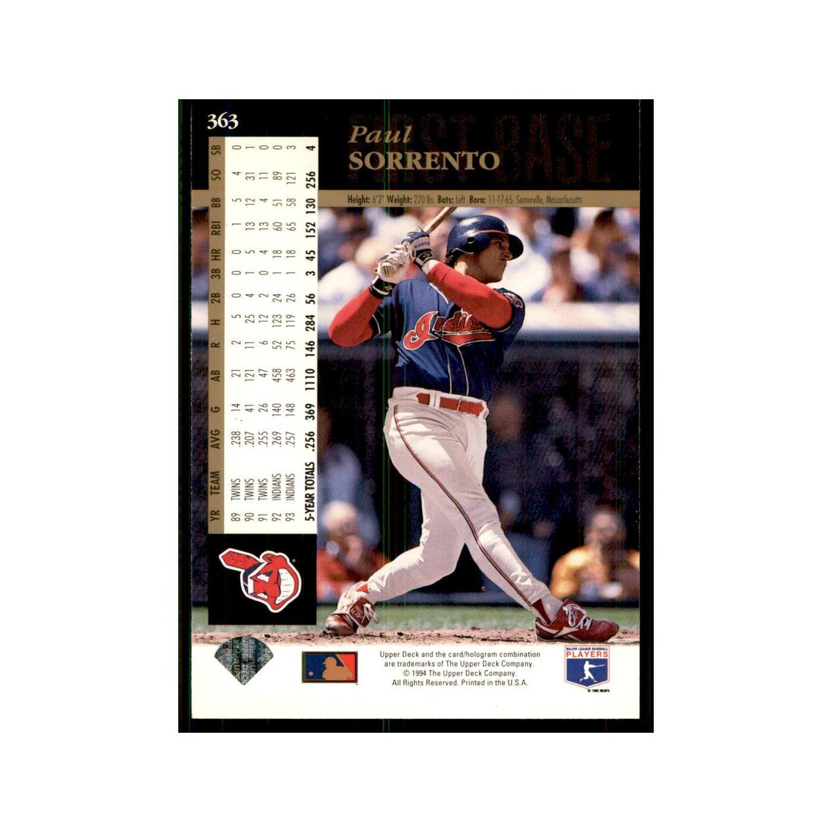 1994 Upper Deck Paul Sorrento Indians #363