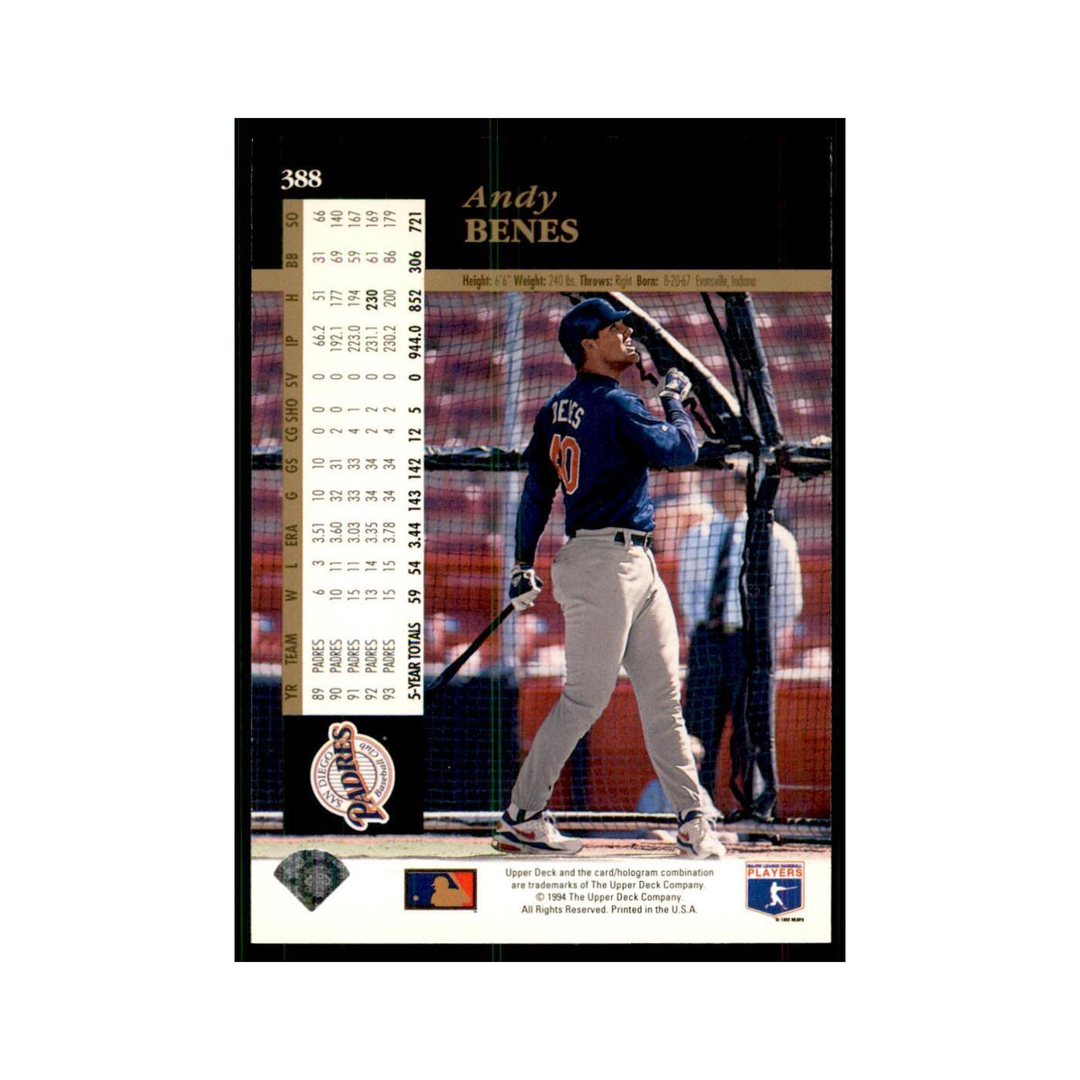 1994 Upper Deck Andy Benes Padres #388
