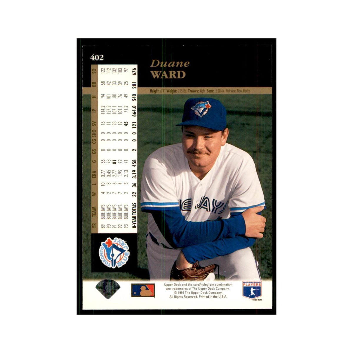 1994 Upper Deck Duane Ward Blue Jays #402