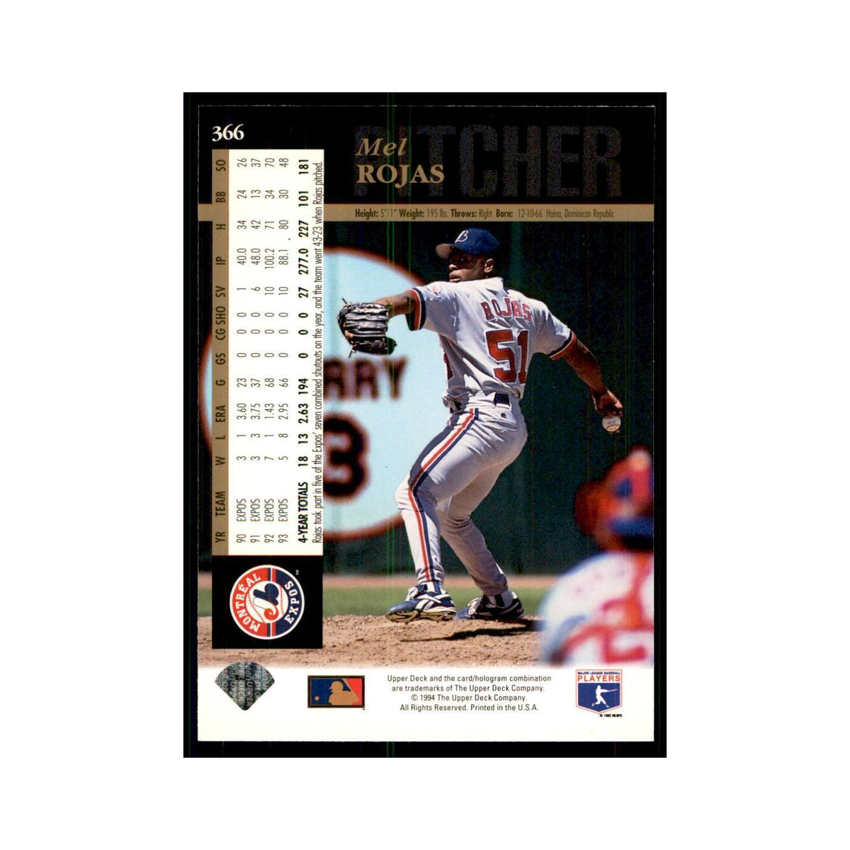 1994 Upper Deck Mel Rojas Montreal Expos #366