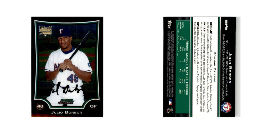 2009 Bowman Draft Picks & Prospects Julio Borbon RC Rangers #BDP49
