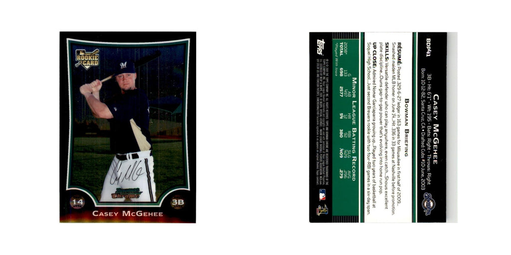 2009 Bowman Draft Picks & Prospects Chrome Casey McGehee RC Brewers #BDP41