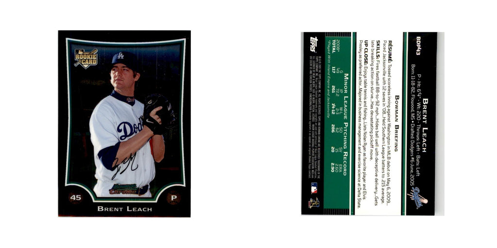 2009 Bowman Draft Picks & Prospects Chrome Brent Leach RC Dodgers #BDP43