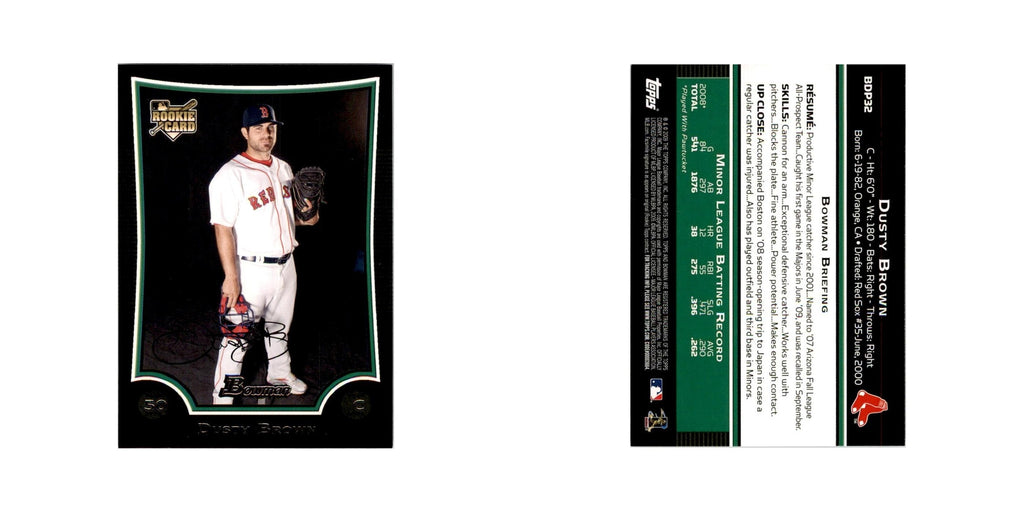 2009 Bowman Draft Picks & Prospects Dusty Brown RC Red Sox #BDP32
