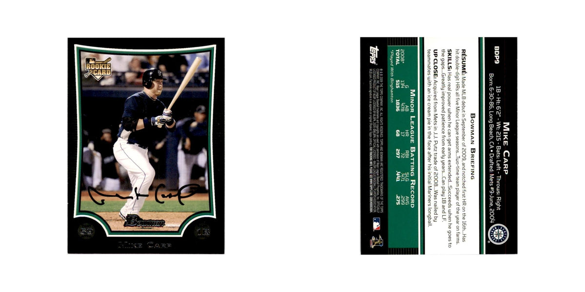 2009 Bowman Draft Picks & Prospects Mike Carp RC Mariners #BDP9