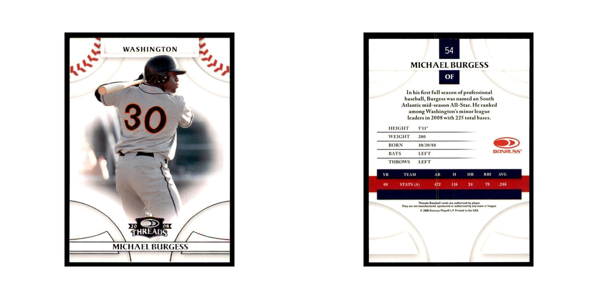 2008 Donruss Threads Michael Burgess Nationals #54
