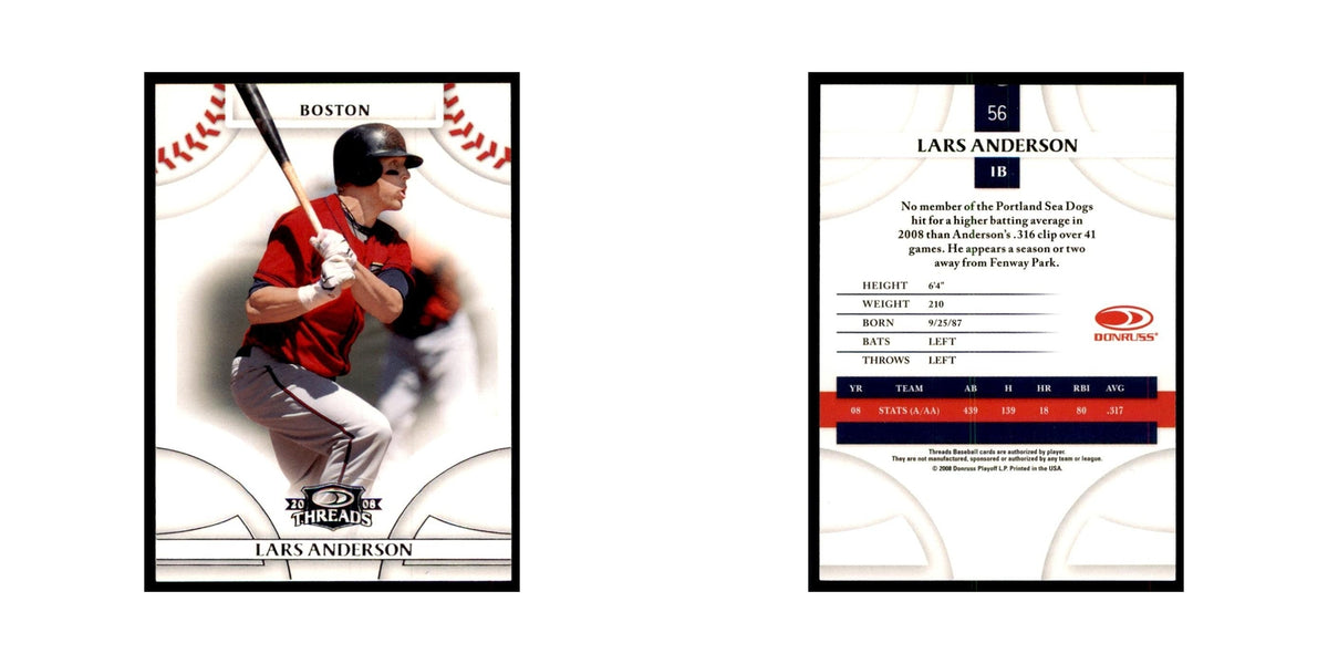 2008 Donruss Threads Lars Anderson Red Sox #56
