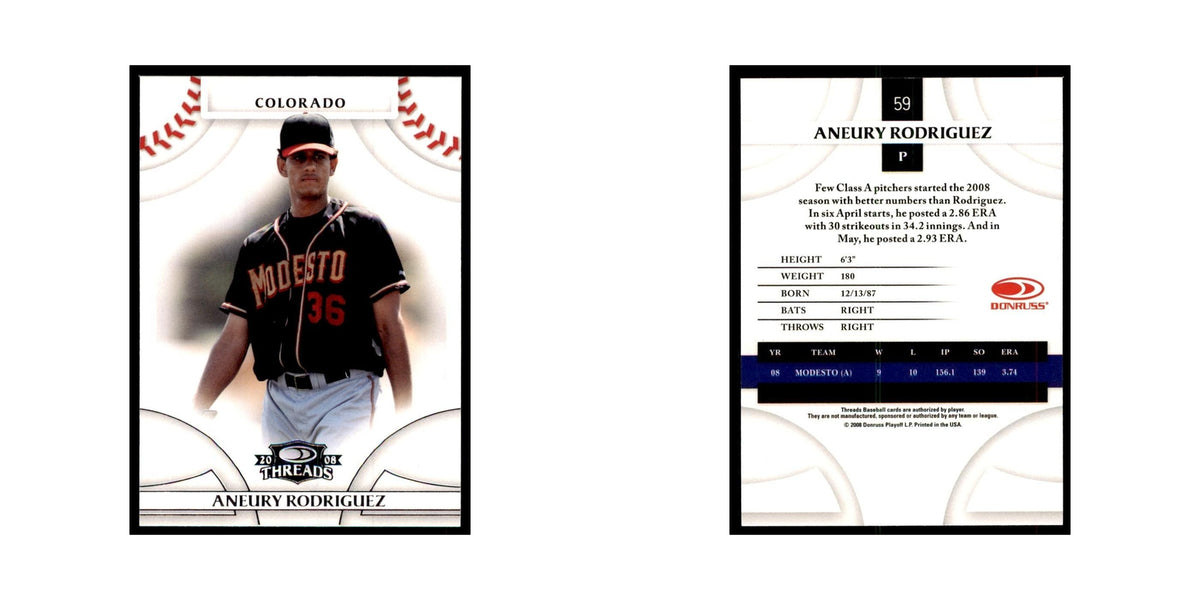 2008 Donruss Threads Aneury Rodriguez Rockies #59