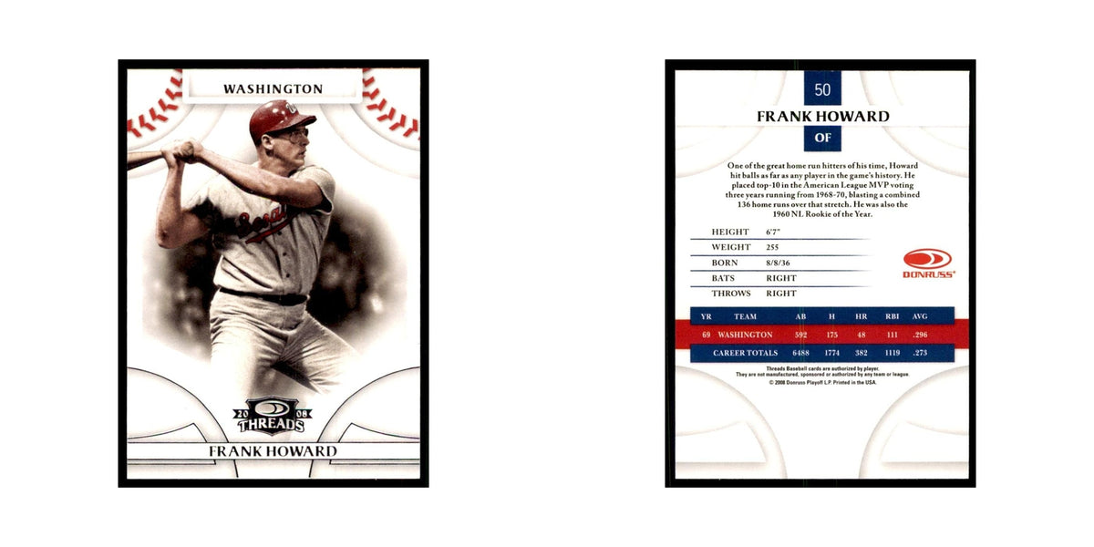 2008 Donruss Threads Frank Howard Washington Senators #50