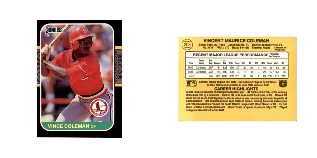 1987 Donruss Vince Coleman Baseball Cards #263