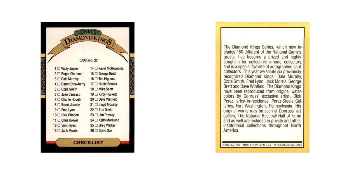 1987 Donruss Checklist Baseball Cards #27