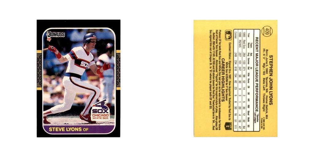1987 Donruss Steve Lyons Baseball Cards #409