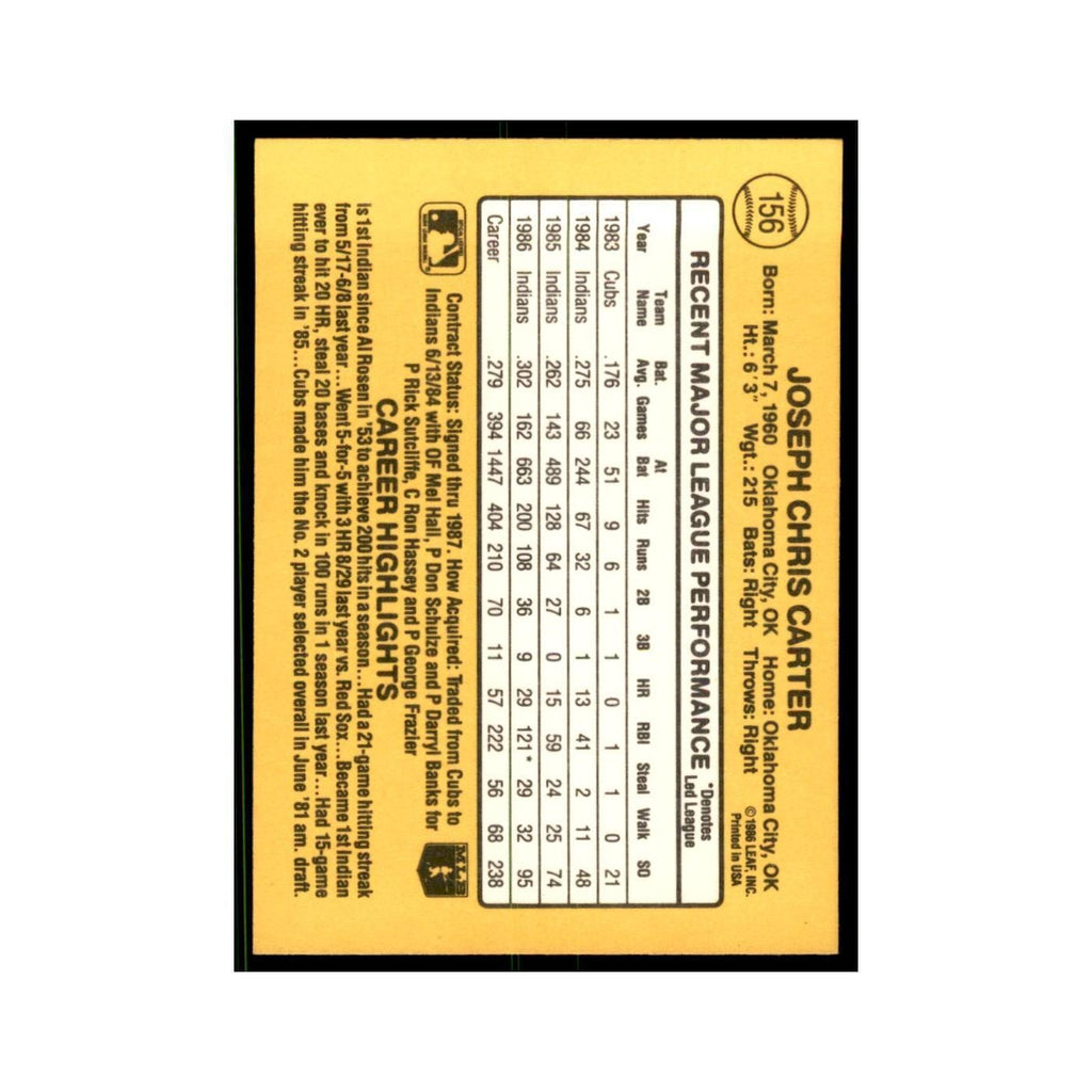 1987 Donruss Joe Carter Baseball Cards #156