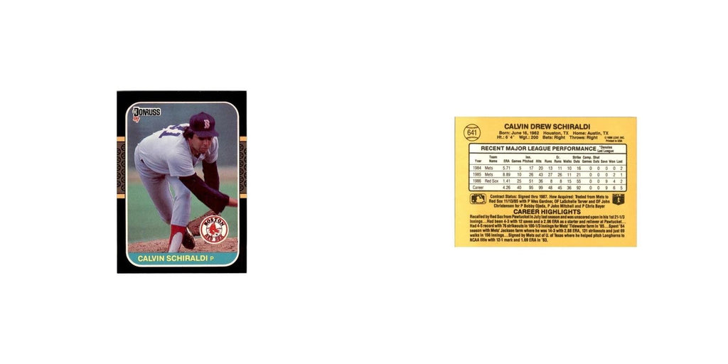 1987 Donruss Calvin Schiraldi Baseball Cards #641