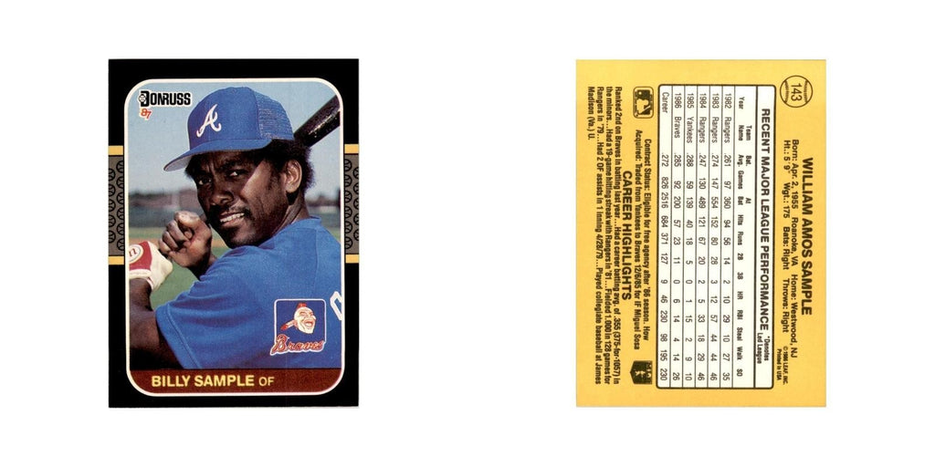 1987 Donruss Billy Sample Baseball Cards #143