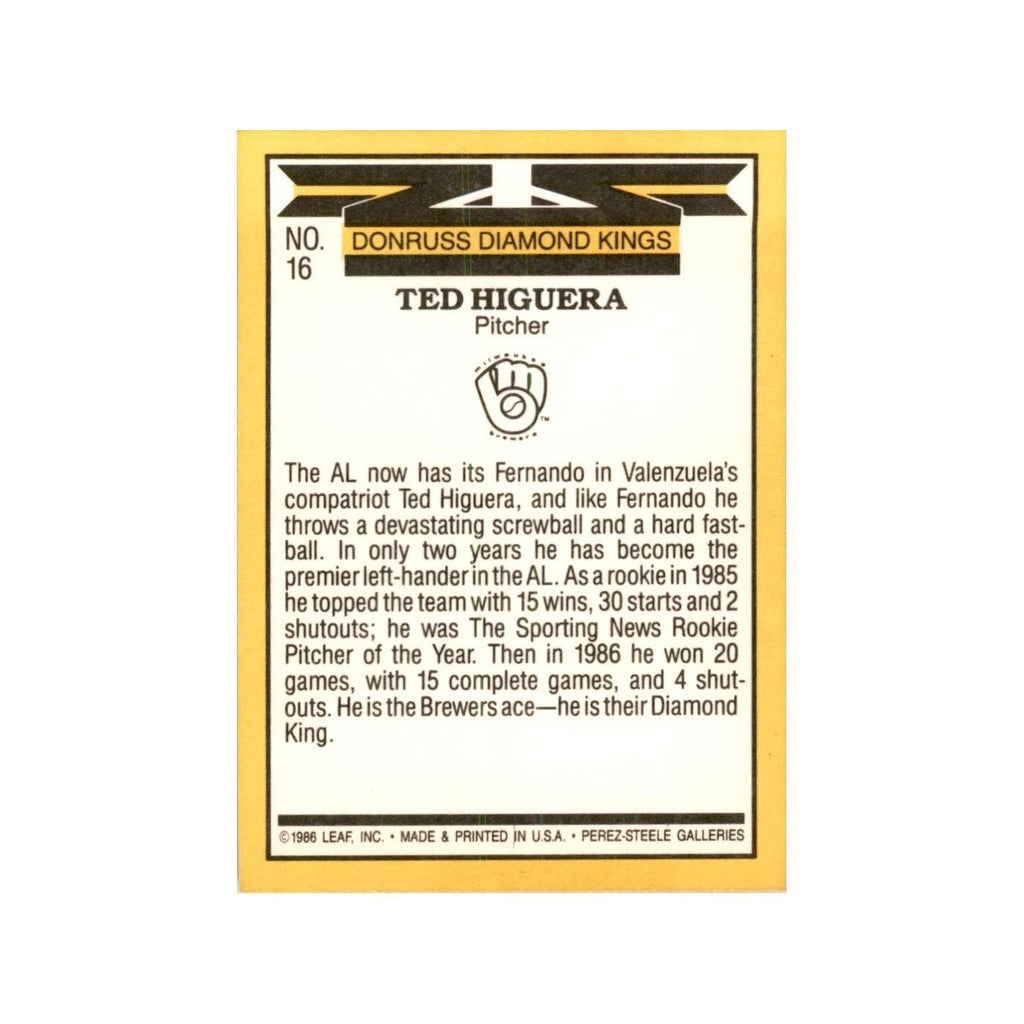 1987 Donruss Ted Higuera Baseball Cards #16