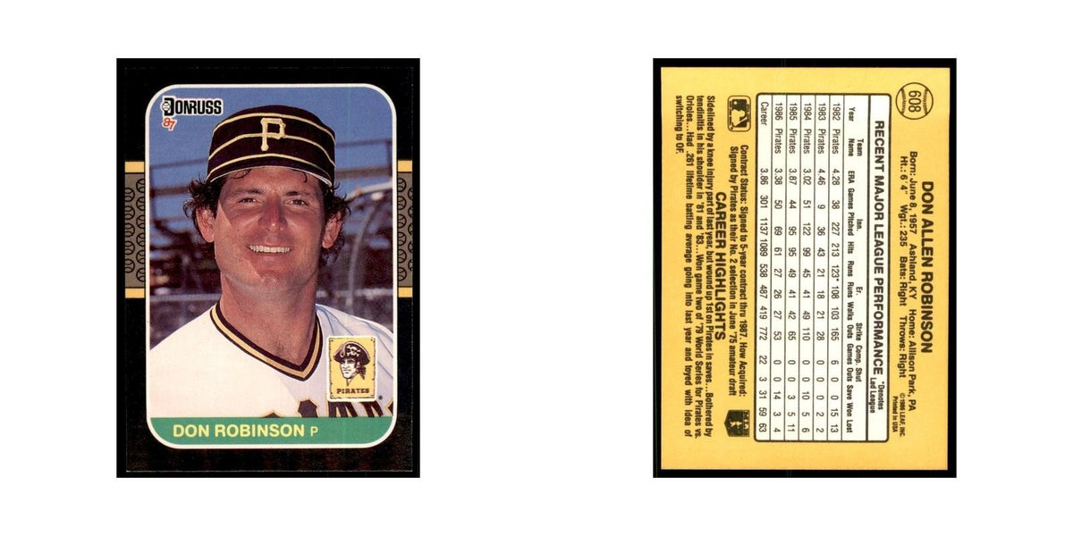 1987 Donruss Don Robinson Baseball Cards #608