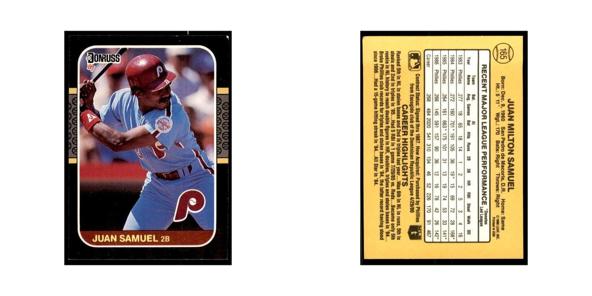 1987 Donruss Juan Samuel Baseball Cards #165
