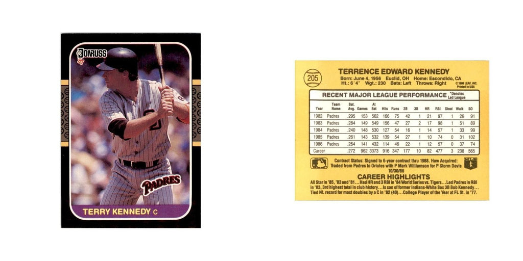 1987 Donruss Terry Kennedy Baseball Cards #205