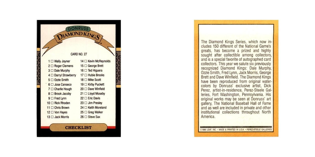 1987 Donruss Checklist Baseball Cards #27