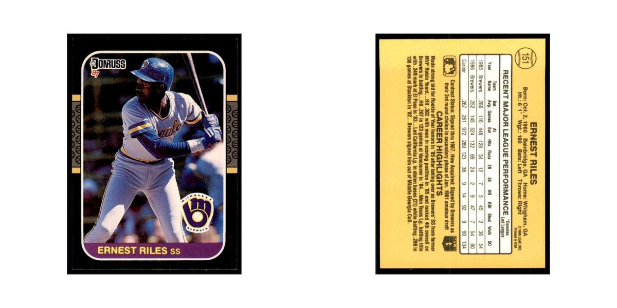 1987 Donruss Ernest Riles Baseball Cards #151