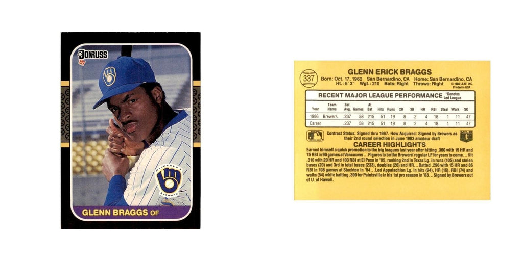 1987 Donruss Glenn Braggs Baseball Cards #337