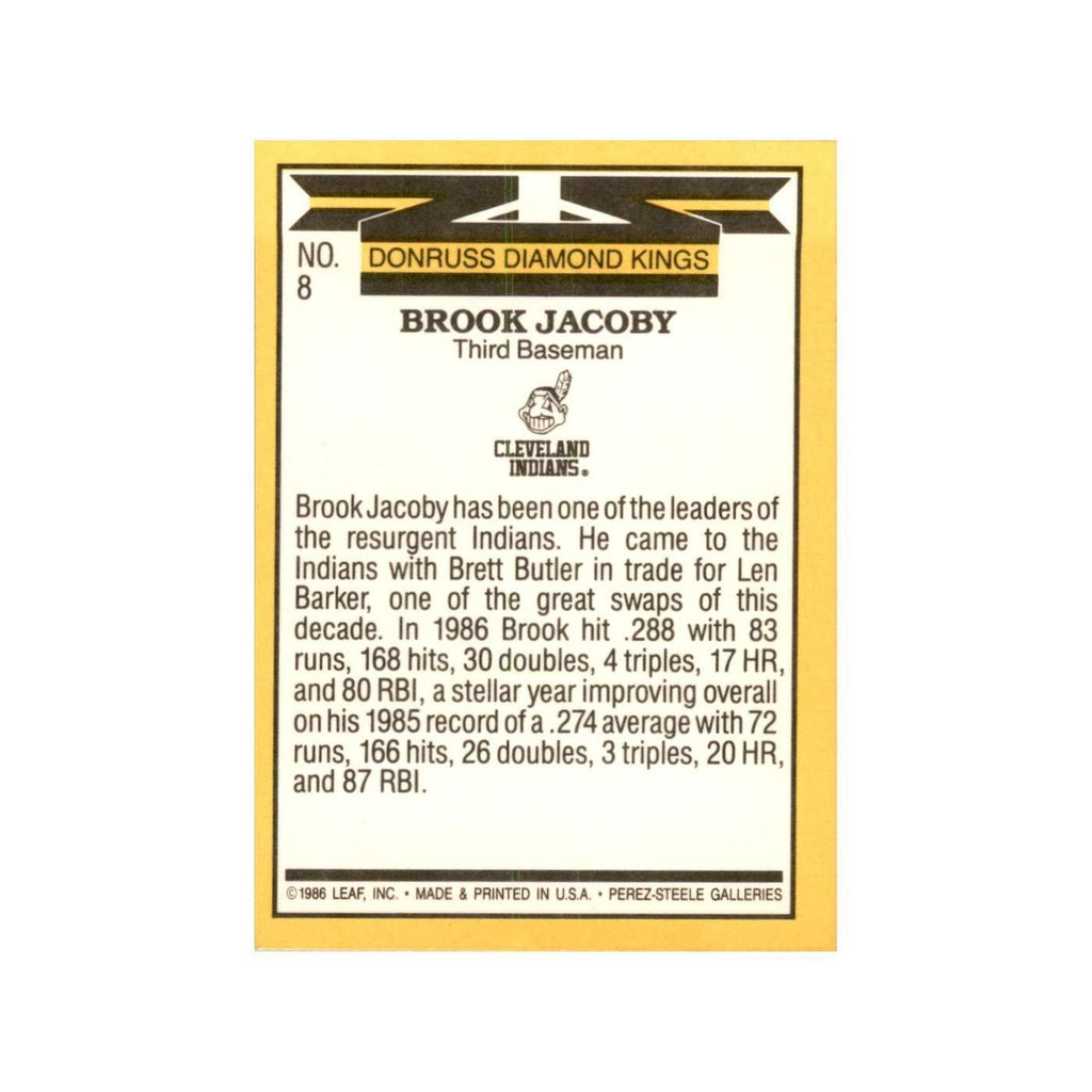 1987 Donruss Brook Jacoby Baseball Cards #8