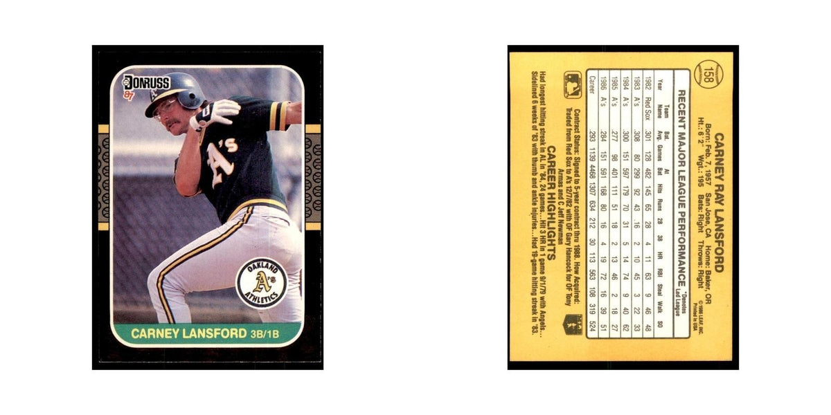 1987 Donruss Carney Lansford Baseball Cards #158
