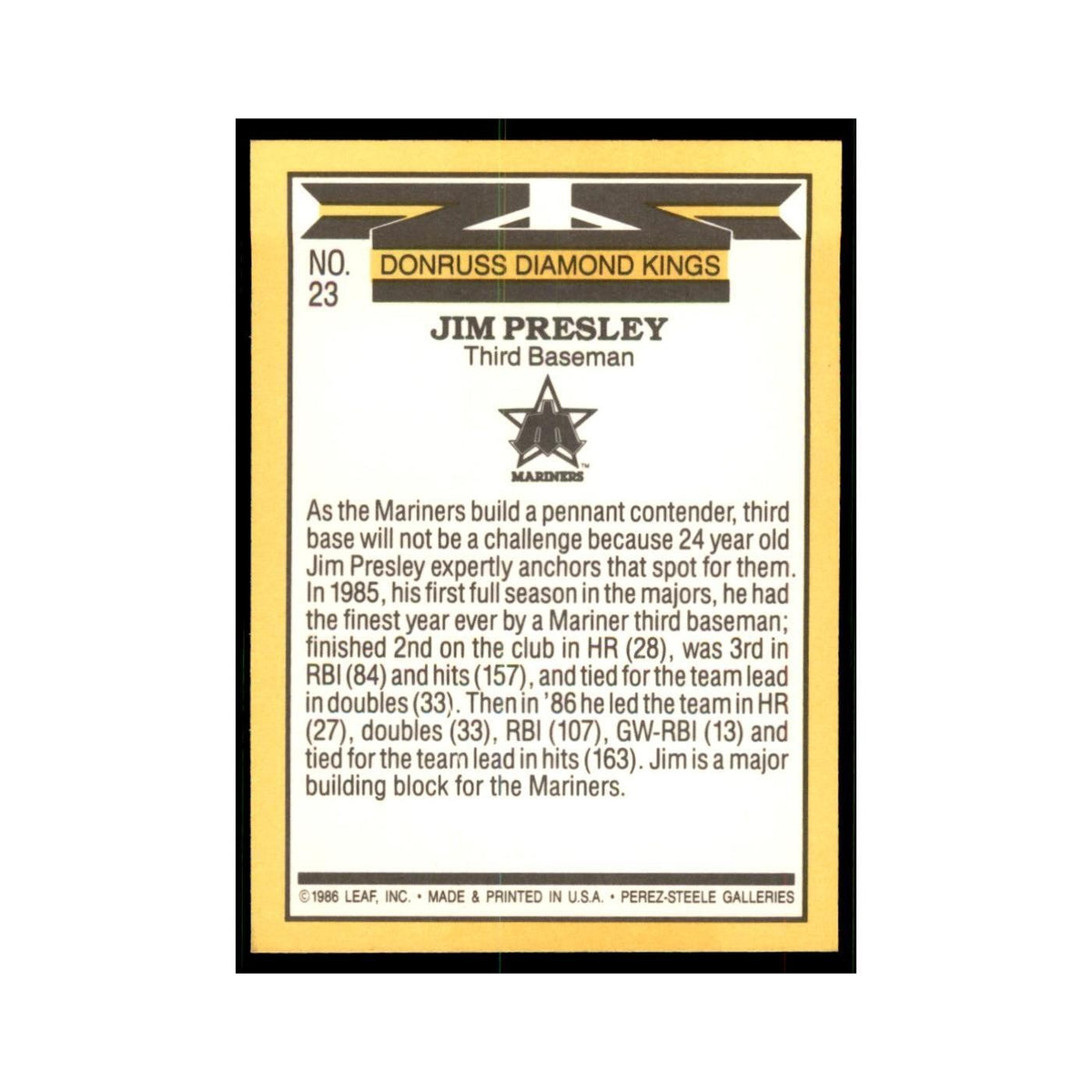 1987 Donruss Jim Presley Baseball Cards #23
