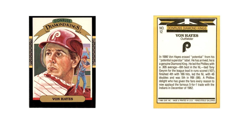 1987 Donruss Von Hayes Baseball Cards #12