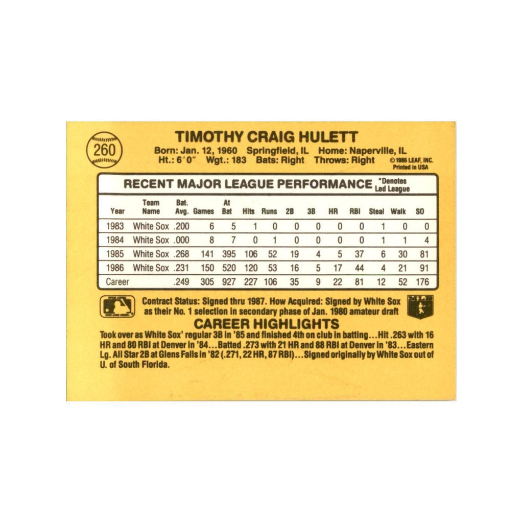1987 Donruss Tim Hulett Baseball Cards #260