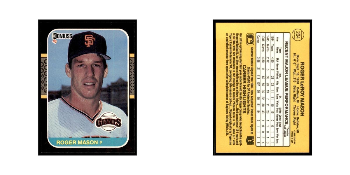 1987 Donruss Roger Mason Baseball Cards #204