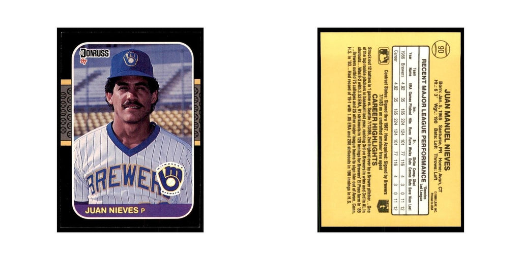 1987 Donruss Juan Nieves Baseball Cards #90