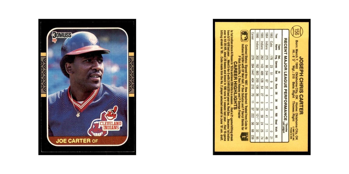 1987 Donruss Joe Carter Baseball Cards #156