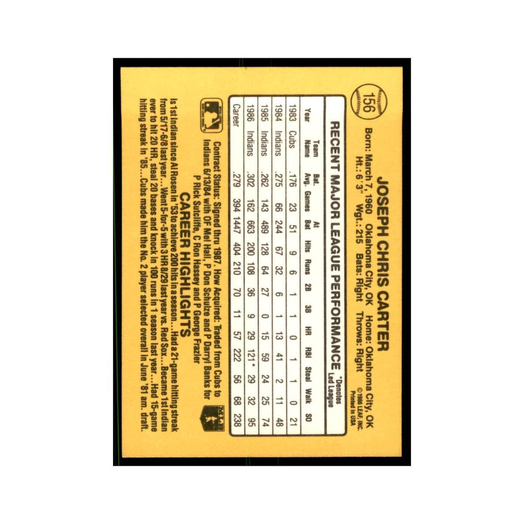1987 Donruss Joe Carter Baseball Cards #156