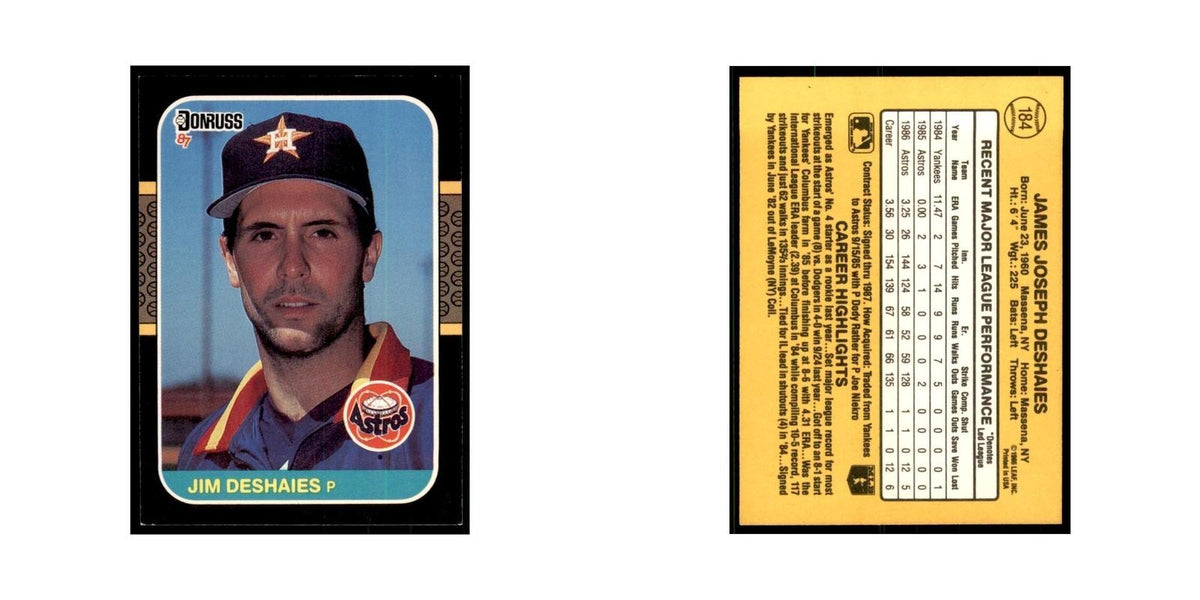 1987 Donruss Jim Deshaies Baseball Cards #184
