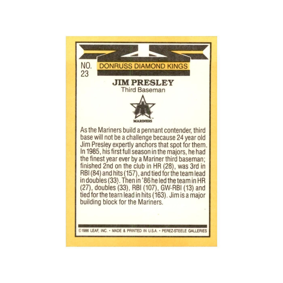 1987 Donruss Jim Presley Baseball Cards #23
